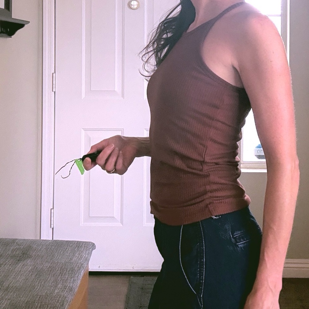 Klassy Network Brown Ribbed Tank Top